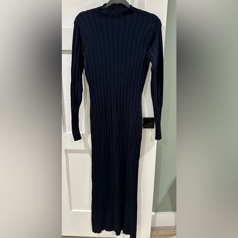 Abercrombie & Fitch Ribbed Long Dress size Large Tall Navy Blue long sle…